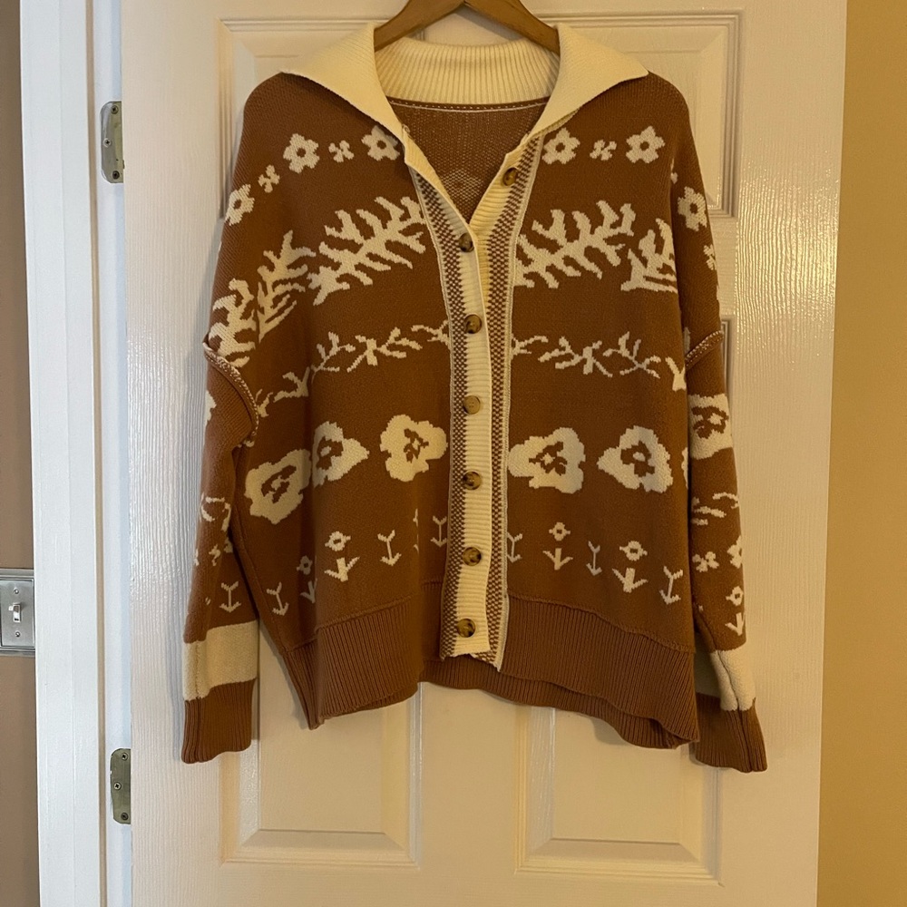 Brown Floral Women's Sweater